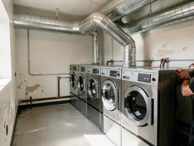 Plainfield Dryer Vent Cleaning team performing large-scale commercial dryer vent cleaning in Plainfield