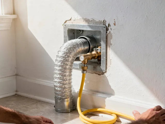 Plainfield Dryer Vent Cleaning certified technician performing specialized gas dryer vent cleaning in Plainfield